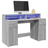 Bureau Met Led-Verlichting Hout Artisanaal Eiken