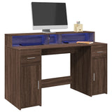 Bureau Met Led-Verlichting Hout Artisanaal Eiken