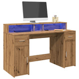 Bureau Met Led-Verlichting Hout Artisanaal Eiken