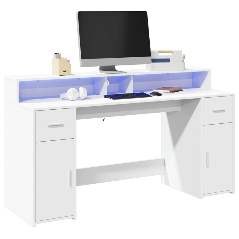 Bureau Met Led-Verlichting Hout Artisanaal Eiken