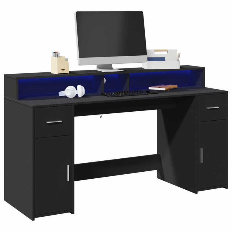 Bureau Met Led-Verlichting Hout Artisanaal Eiken
