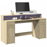 Bureau Met Led-Verlichting Hout Artisanaal Eiken
