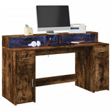 Bureau Met Led-Verlichting Hout Artisanaal Eiken