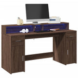 Bureau Met Led-Verlichting Hout Artisanaal Eiken
