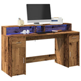 Bureau Met Led-Verlichting Hout Artisanaal Eiken