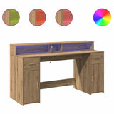 Bureau Met Led-Verlichting Hout Artisanaal Eiken