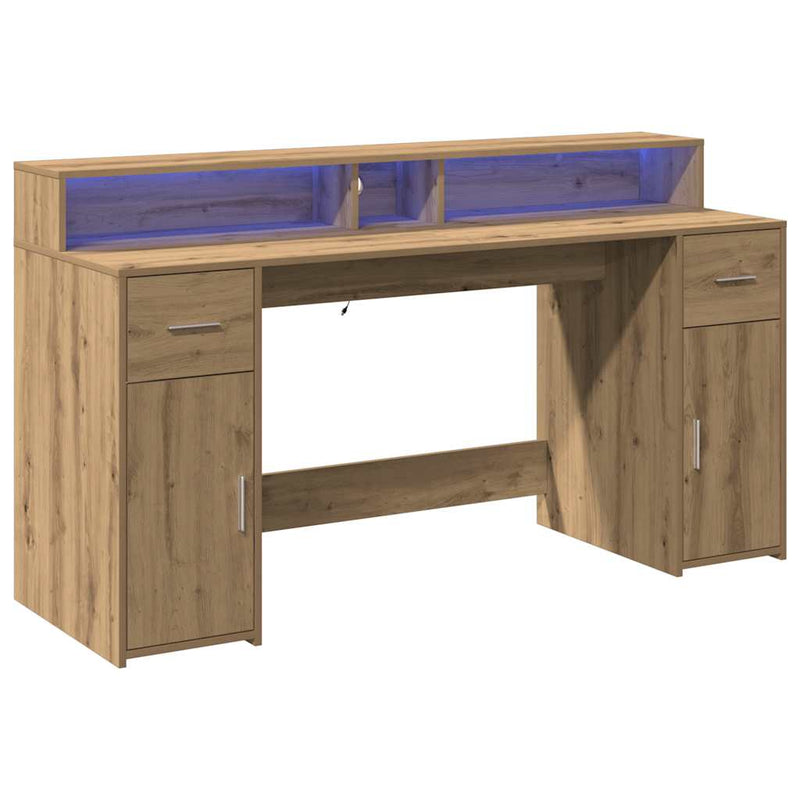 Bureau Met Led-Verlichting Hout Artisanaal Eiken