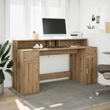 Bureau Met Led-Verlichting Hout Artisanaal Eiken
