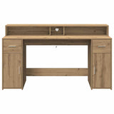 Bureau Met Led-Verlichting Hout Artisanaal Eiken