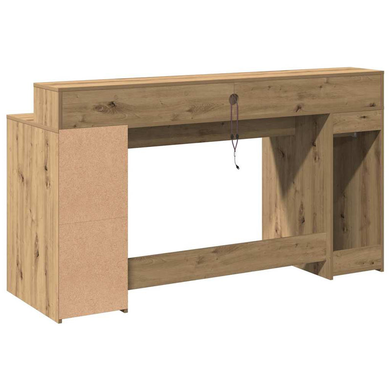 Bureau Met Led-Verlichting Hout Artisanaal Eiken