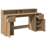 Bureau Met Led-Verlichting Hout Artisanaal Eiken
