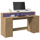 Bureau Met Led-Verlichting Hout Artisanaal Eiken