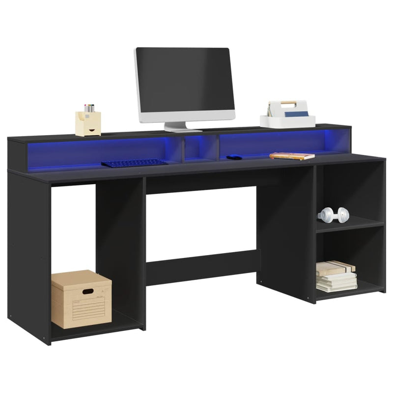 Bureau Met Led-Verlichting Hout Artisanaal Eiken