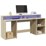 Bureau Met Led-Verlichting Hout Artisanaal Eiken