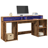 Bureau Met Led-Verlichting Hout Artisanaal Eiken