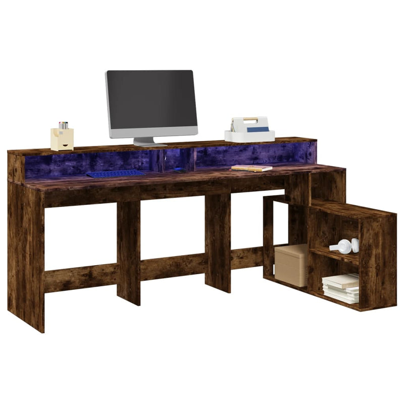 Bureau Met Led-Verlichting 200X104X91 Cm Hout