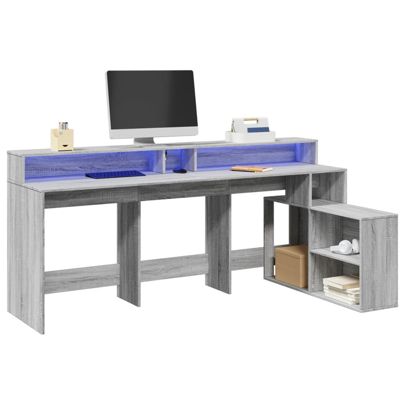 Bureau Met Led-Verlichting 200X104X91 Cm Hout