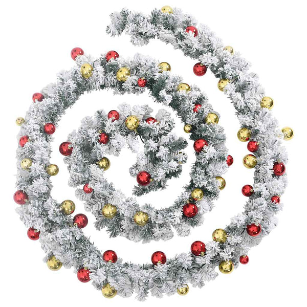Kerstslinger Met Kerstballen En Led-Lampjes Pvc Groen