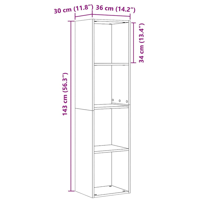 Boekenkast/Tv-Meubel 36X30X143Cm Bewerkt Hout Kleurig