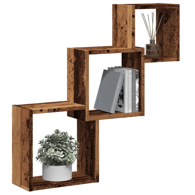 Wandplanken Kubus 68X15X68Cm Bewerkt Hout Kleur