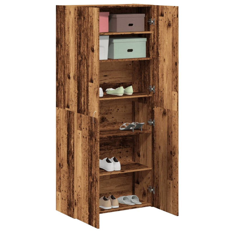 Schoenenkast 80X35,5X180 Cm Bewerkt Hout