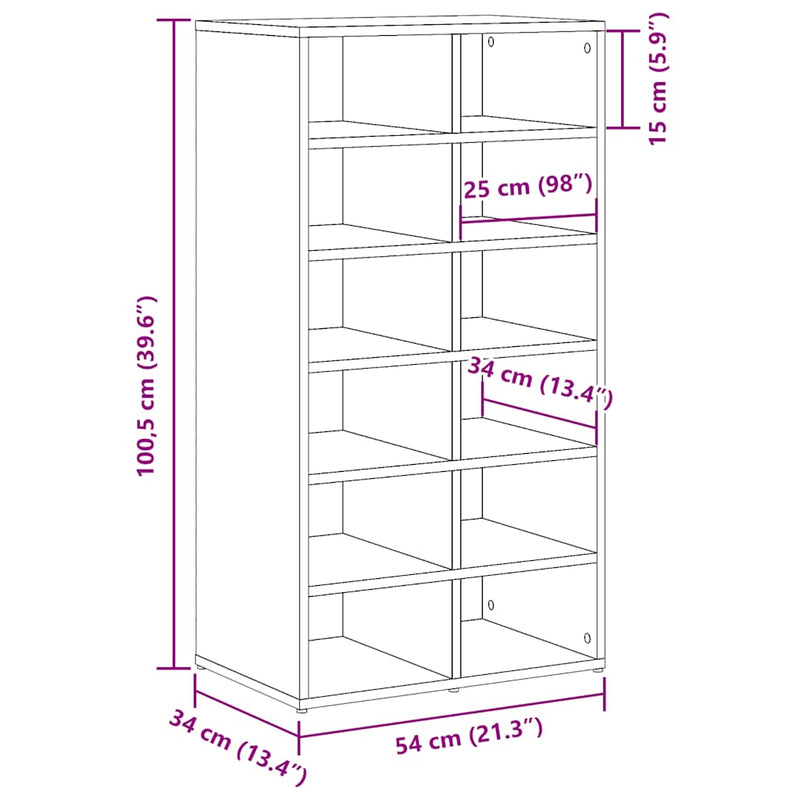 Schoenenrek 54X34X100,5 Cm Bewerkt Hout Kleurig
