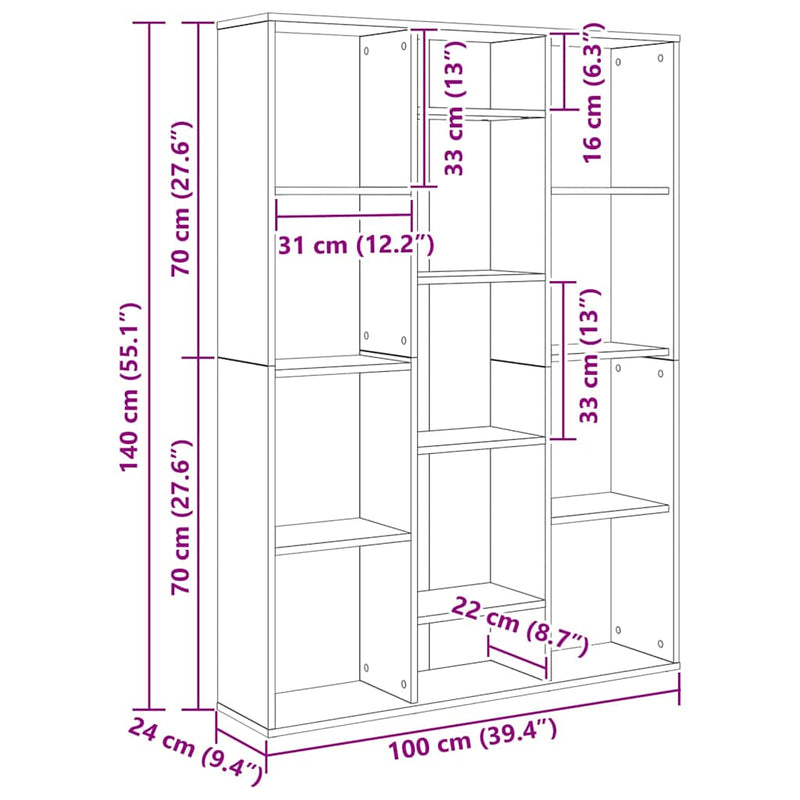Kamerscherm/Boekenkast 100X24X140 Cm Bewerkt Hout