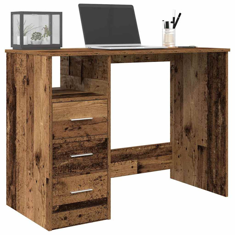 Bureau Met Lades 102X50X76 Cm Bewerkt Hout Kleur