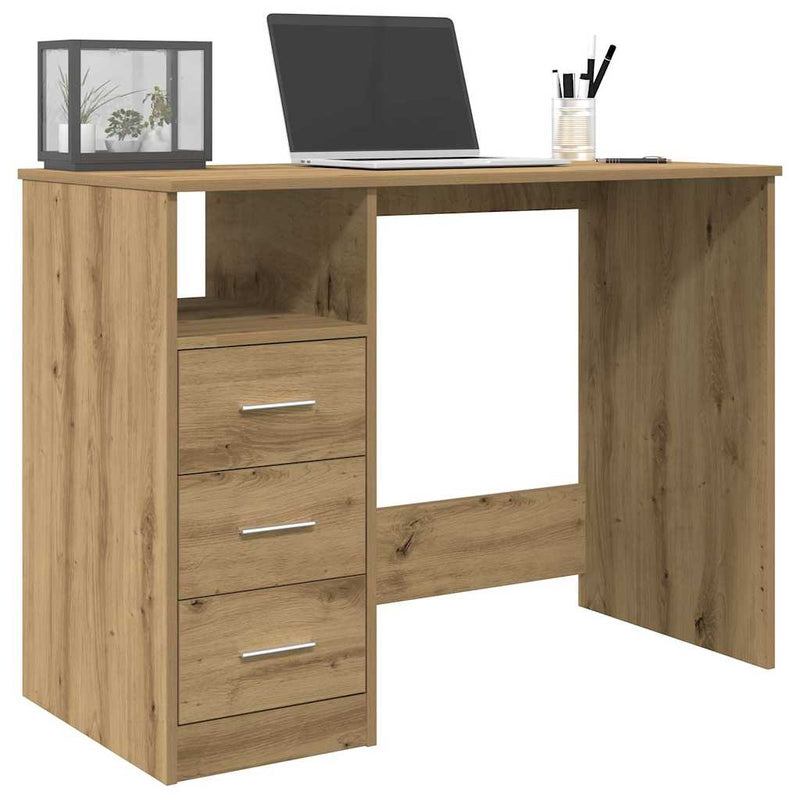 Bureau Met Lades 102X50X76 Cm Bewerkt Hout Kleur