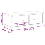 Wandkast 60X26X18,5 Cm Bewerkt Hout Artisanaal Eikenkleur
