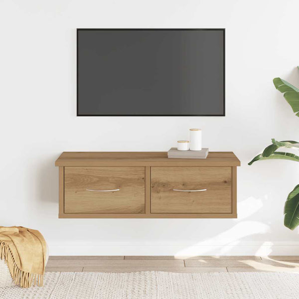Wandkast 60X26X18,5 Cm Bewerkt Hout Artisanaal Eikenkleur