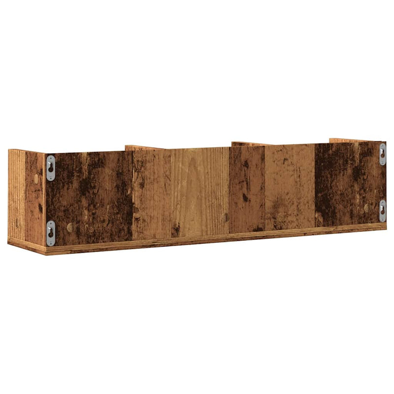 Cd-Wandschap 75X18X18 Cm Bewerkt Hout Kleurig