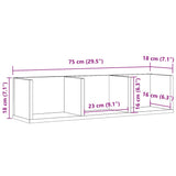 Cd-Wandschap 75X18X18 Cm Bewerkt Hout Kleurig