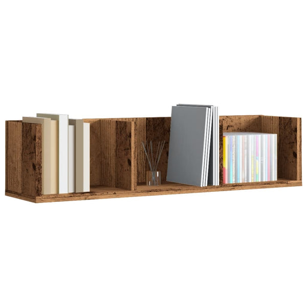 Cd-Wandschap 75X18X18 Cm Bewerkt Hout Kleurig