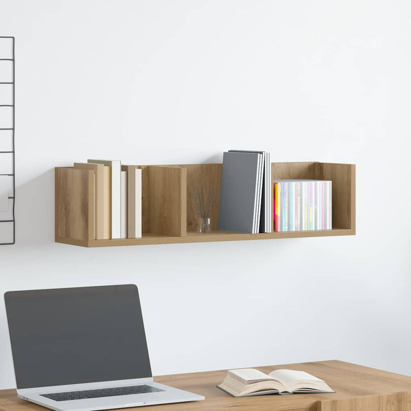 Cd-Wandschap 75X18X18 Cm Bewerkt Hout Kleurig