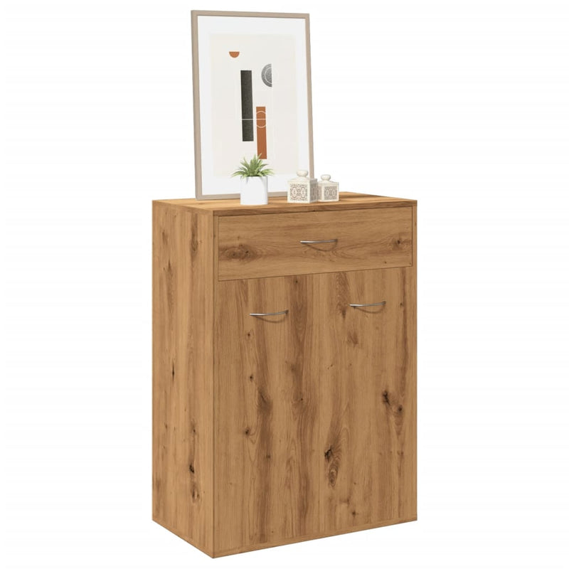 Schoenenkast 60X35X84 Cm Bewerkt Hout Artisanaal Eikenkleur