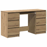 Bureau 140X50X77 Cm Bewerkt Hout Artisanaal Eikenkleur