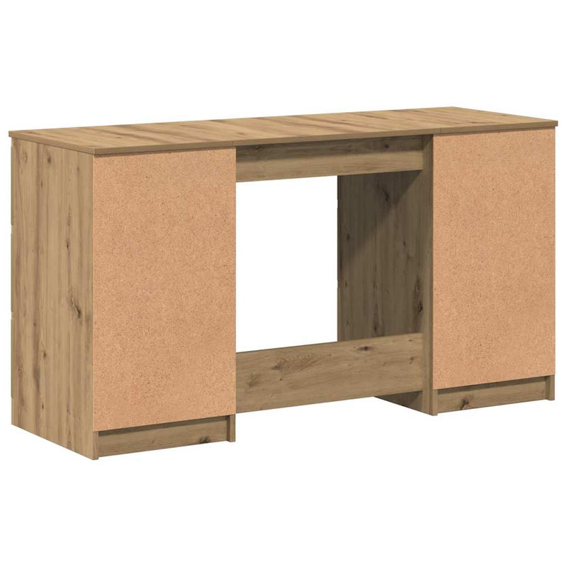 Bureau 140X50X77 Cm Bewerkt Hout Artisanaal Eikenkleur