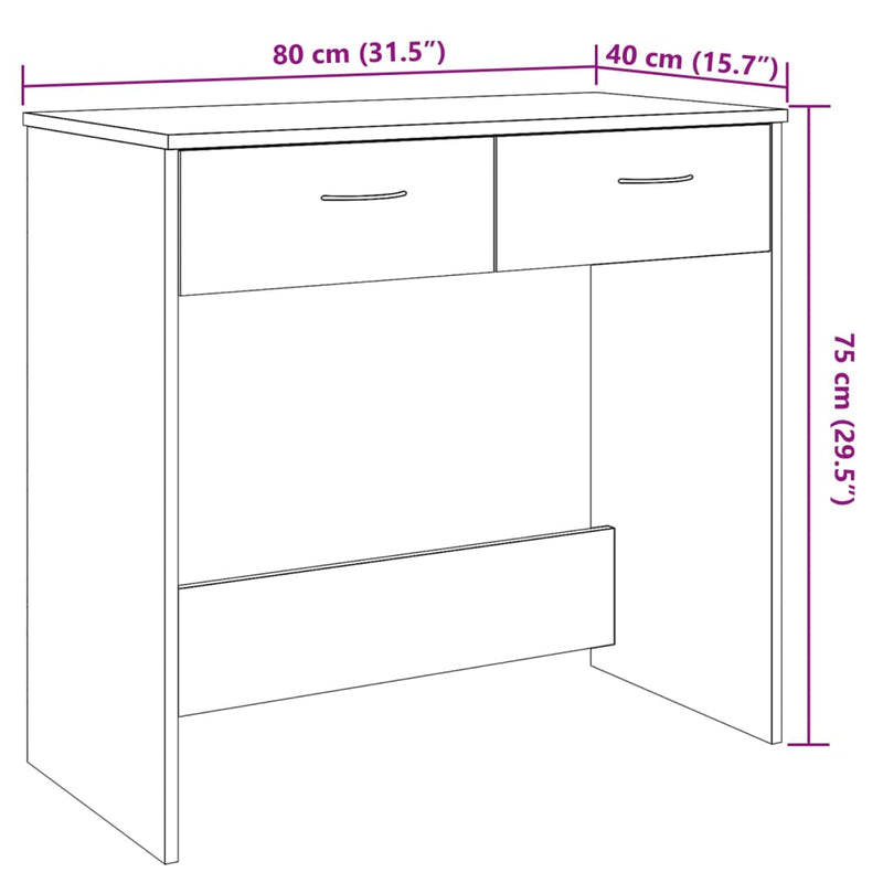 Bureau 80X40X75 Cm Bewerkt Hout Kleurig