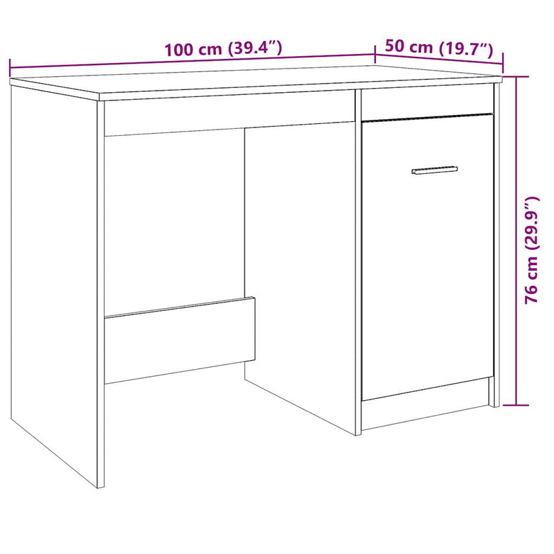 Bureau 100X50X76 Cm Bewerkt Hout Kleurig