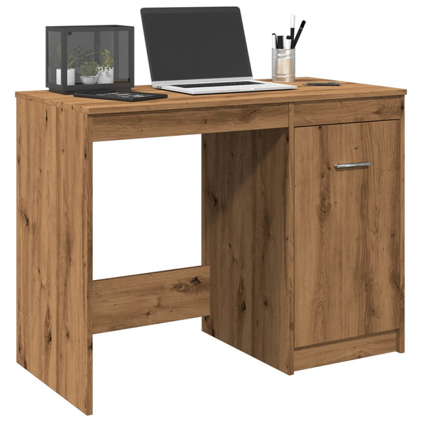 Bureau 100X50X76 Cm Bewerkt Hout Artisanaal Eikenkleur