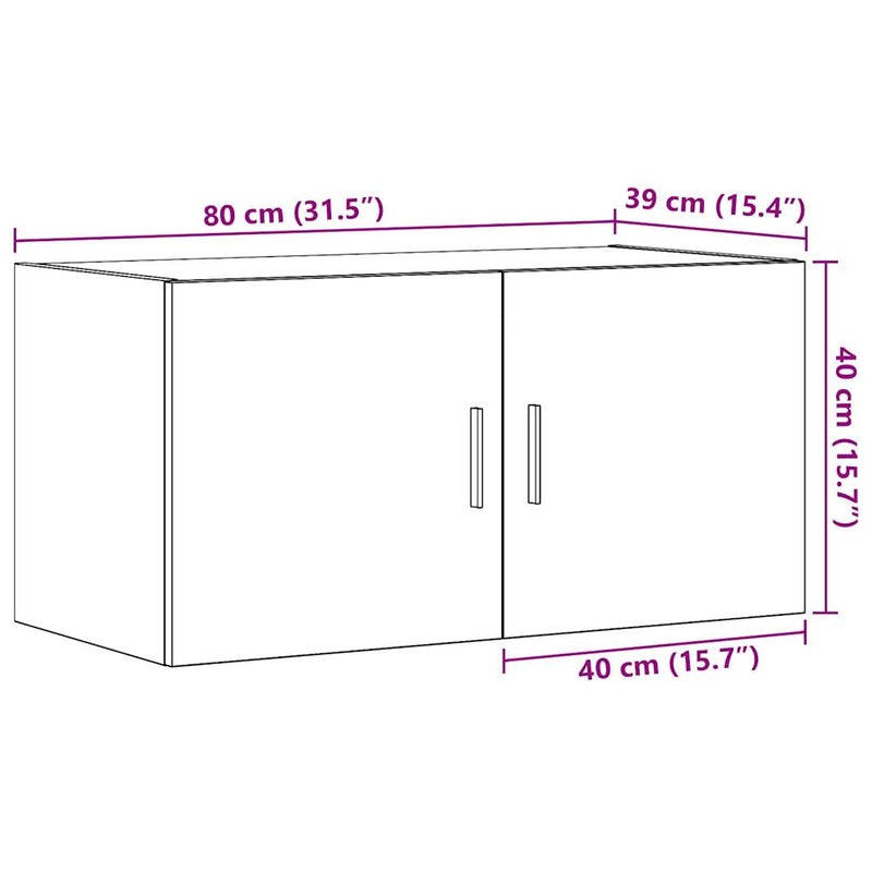 Wandkast 80X39X40 Cm Bewerkt Hout Kleurig
