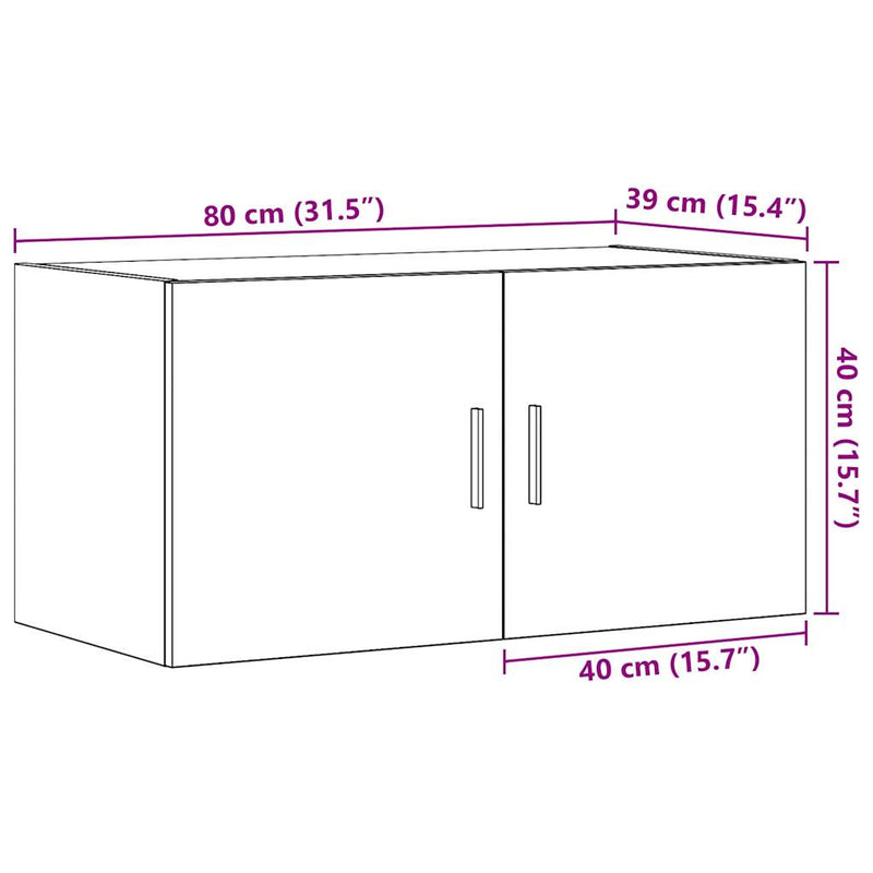 Wandkast 80X39X40 Cm Bewerkt Hout