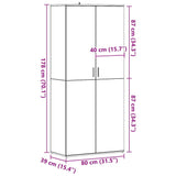 Schoenenkast 80X39X178 Cm Bewerkt Hout Kleurig