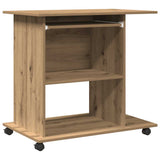 Computerbureau 80X50X75 Cm Bewerkt Hout Artisanaal Eikenkleur