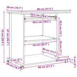Computerbureau 80X50X75 Cm Bewerkt Hout Artisanaal Eikenkleur