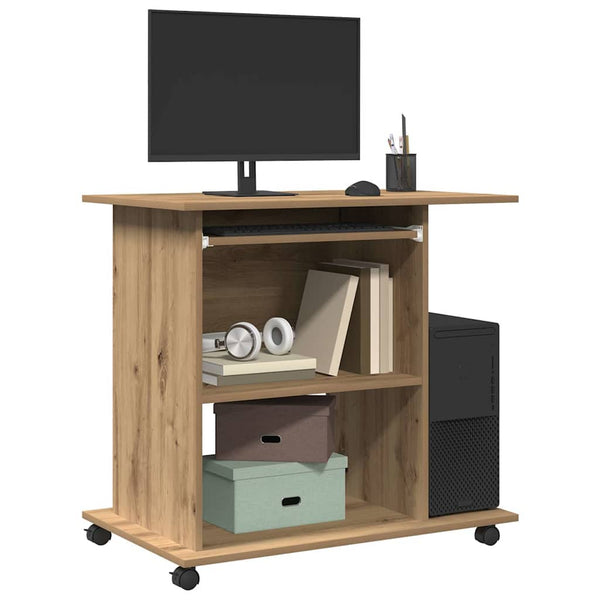 Computerbureau 80X50X75 Cm Bewerkt Hout Artisanaal Eikenkleur
