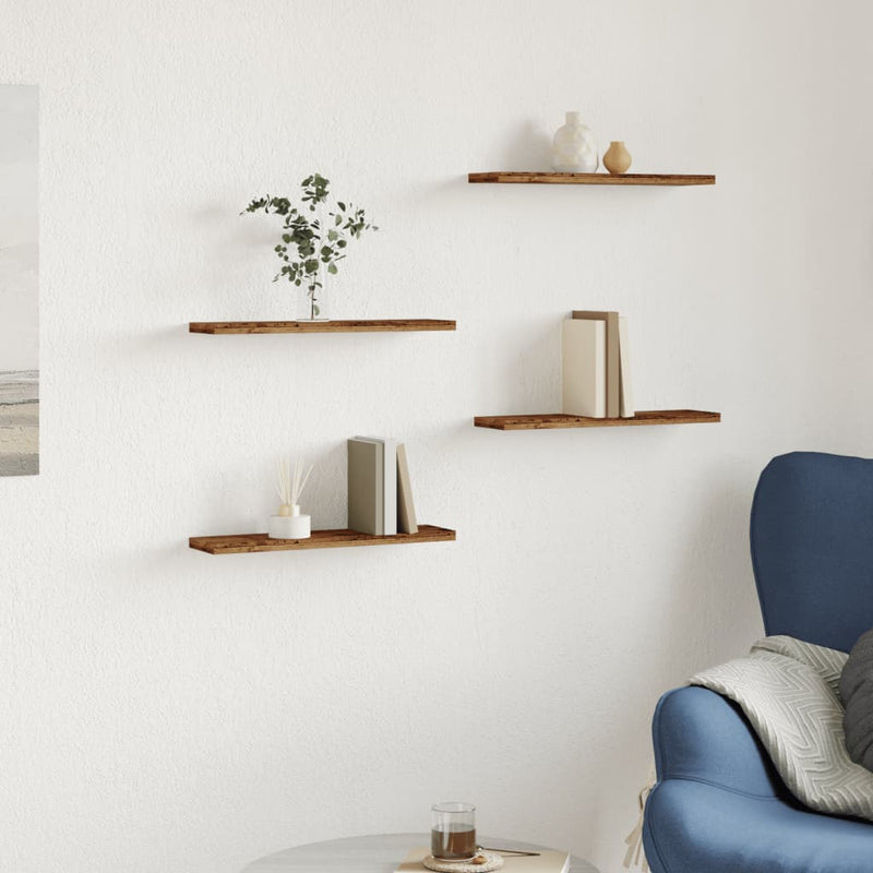 Wandschappen 40X10X1,5 Cm Bewerkt Hout Kleurig Oud Hout