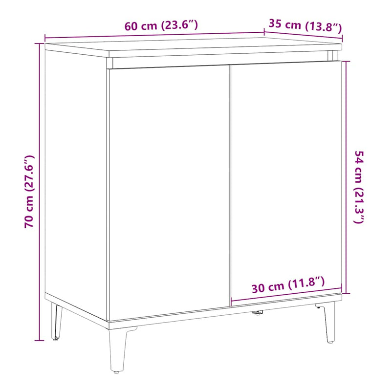 Dressoir 60X35X70 Cm Bewerkt Hout Artisanaal Eikenkleur