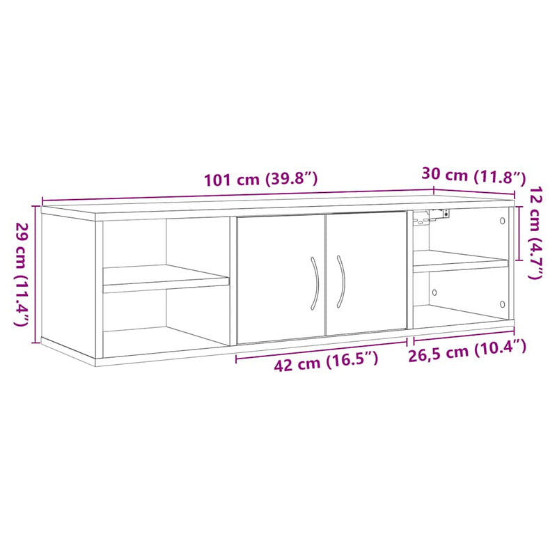 Wandkast 101X30X29 Cm Bewerkt Hout